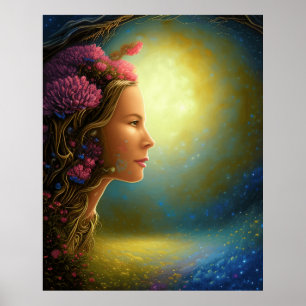Poster Fantasia mágica encara o sol paisagem fantástica