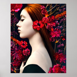 Poster Fantasia mágica lindas flores faciais