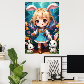 Poster Fantasia Menina Bonita e Fofa Coelho