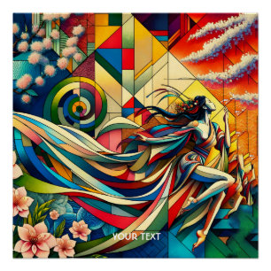 Pôster Fantasia Menina Moderna Sakura Fofa