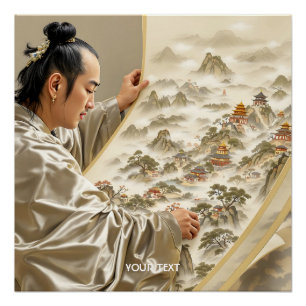 Pôster Fantasia Paisagem Pintor Japonês Fofo