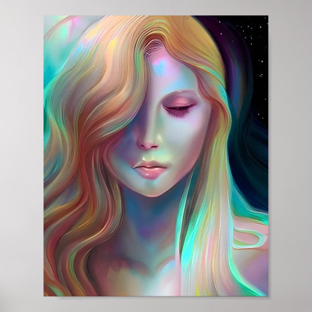 Poster Fantasia Pearlescente Ai Arte Bonito Mulher Étea (Frente)