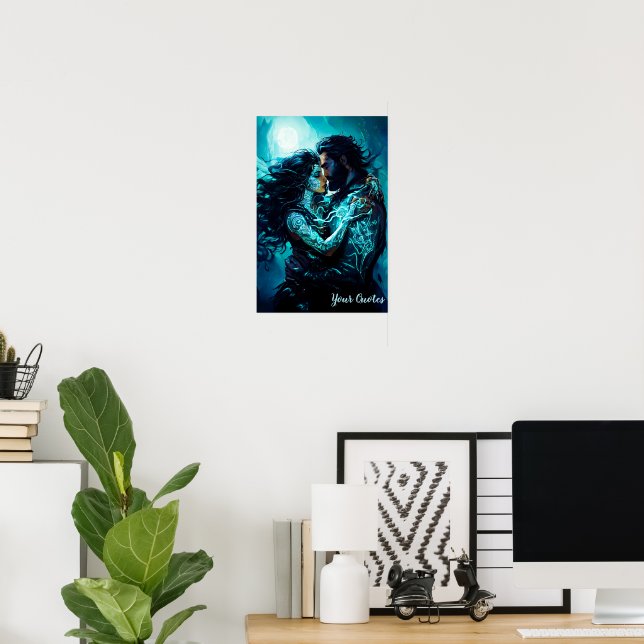 Poster Fantasia Romântica de Amantes sob a Lua Mística (Escritório em casa)