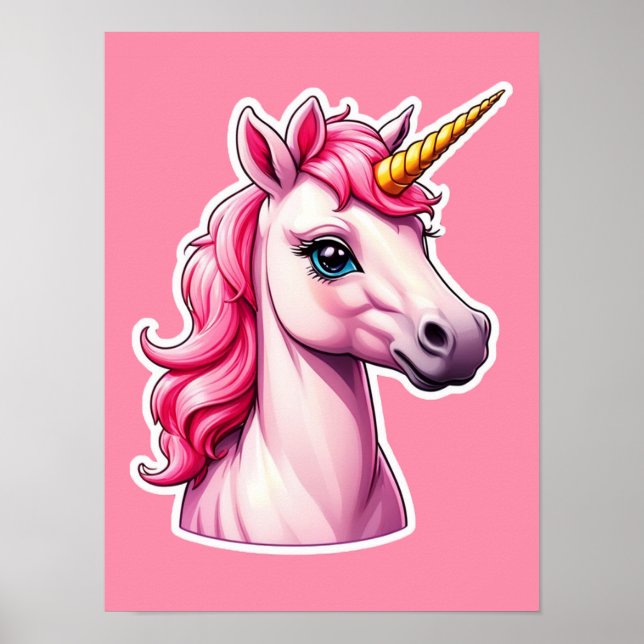 Poster Fantasia Rosa Unicorn (Frente)