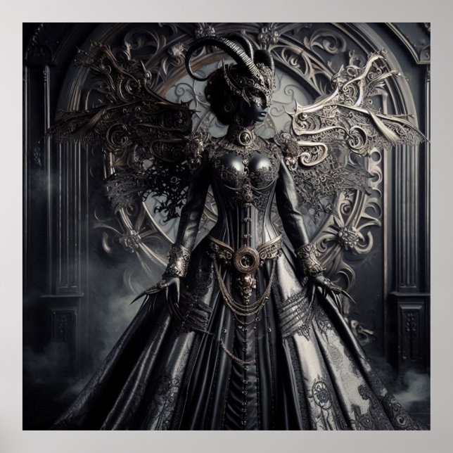 Poster Fantasia Steampunk Escuridão Demônio Moda (Frente)