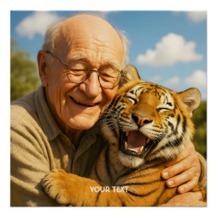 Pôster Fantasia Tigre Bonito Velho Homem