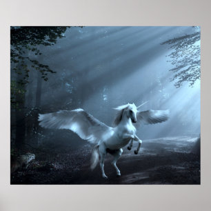 Poster Fantasia Unicórnio em Floresta