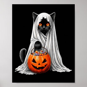 Poster Fantasias de Gato Preto Fantasma de Halloween Abób
