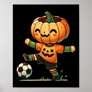 Poster Fantasias de Halloween de Futebol de Abóbora para