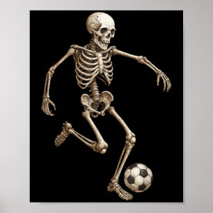 Poster Fantasias de Halloween de Futebol Esqueleto Retro