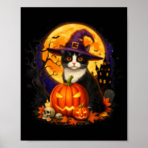 Poster Fantasias de Halloween de Gato Preto Retro para Ho