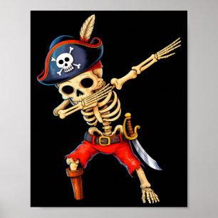Poster Fantasias de Halloween de pirata esqueleto dabbing