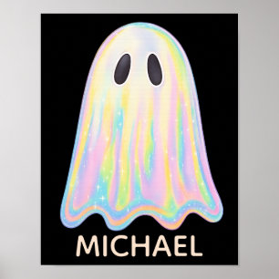 Poster Fantasma Arco-Íris Pastel Fofo Assustador Estéti