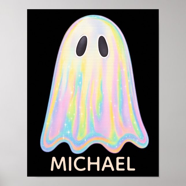 Poster Fantasma Arco-Íris Pastel Fofo | Assustador Estéti (Frente)