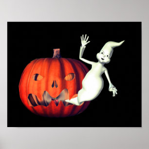 Poster Fantasma Bonita Jack O Lanterna Halloween