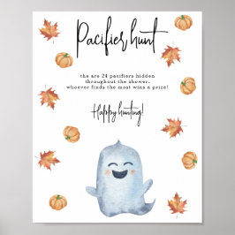 Poster Fantasma bonito - chá de fraldas de caça com pacif