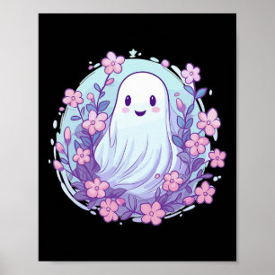 Poster Fantasma Bonito Com Flores Que Crianças Fantasmas