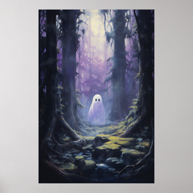 Poster Fantasma Bonito Perdido na Floresta Spooky (Frente)