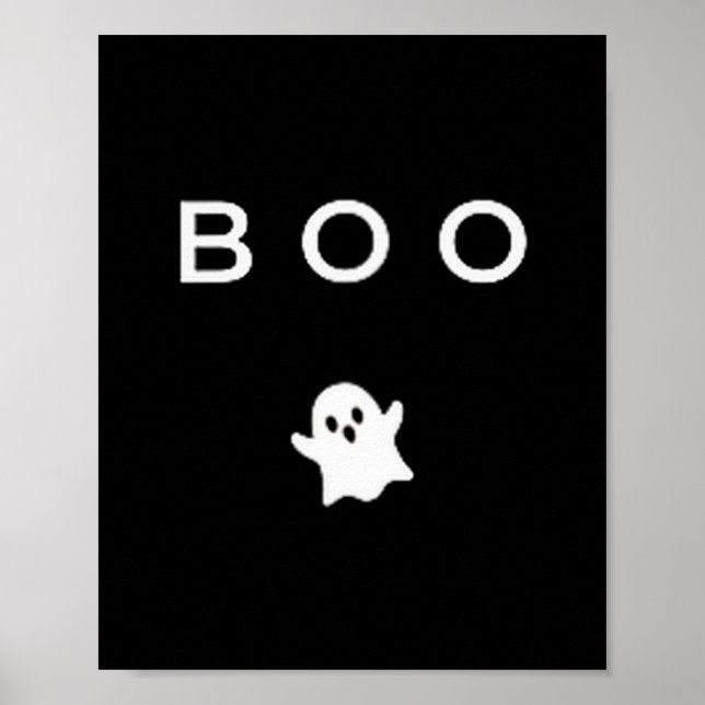 Poster Fantasma Boo Halloween Sutil Mínimo Outono Diverti (Frente)