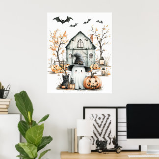 Poster Fantasma Branco e Laranja, de outono