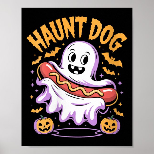 Poster Fantasma de cachorro engraçado de Halloween para m (Frente)