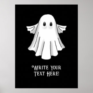 Poster Fantasma de Halloween Assustador e Fofo