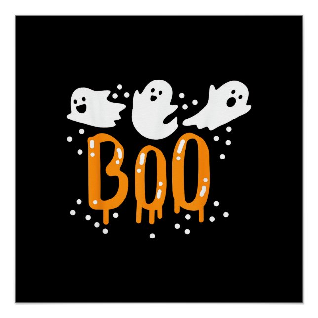 Pôster Fantasma de Halloween Boo Fofo (Frente)