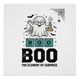 Pôster Fantasma de Halloween Ciência Divertida Vintage_1