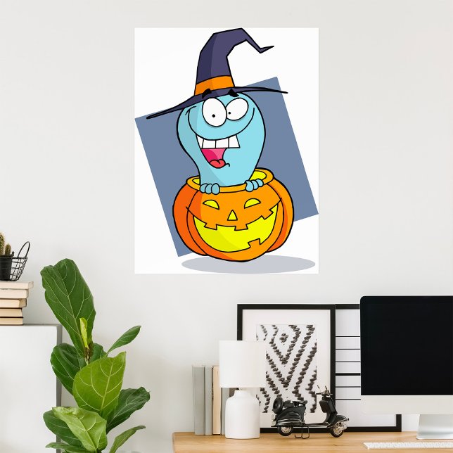 Poster Fantasma de Halloween na Bruxa Louca de Pumpkin (Criador carregado)