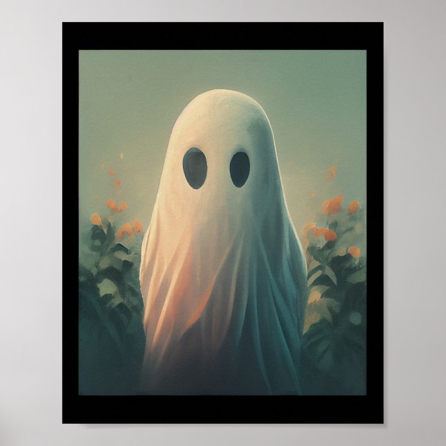 Poster Fantasma De Halloween Na Floresta Gótica (Frente)