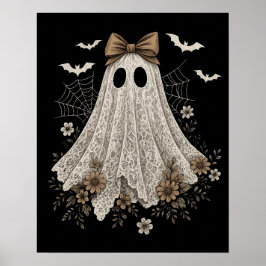 Poster Fantasma de Renda Elegante com Laço | Fantasma Flo