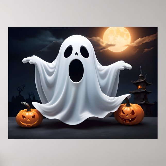 Poster fantasma do Dia de as Bruxas engraçado (Frente)