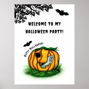 Poster Fantasma do Halloween, Bat, Ghost e Spider