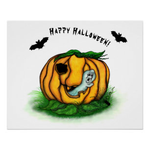 Pôster Fantasma do Halloween, Bat, Ghost e Spider