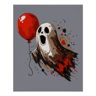 Pôster Fantasma e Balão Vermelho