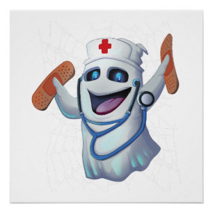 Pôster Fantasma Enfermeira Fofa Halloween