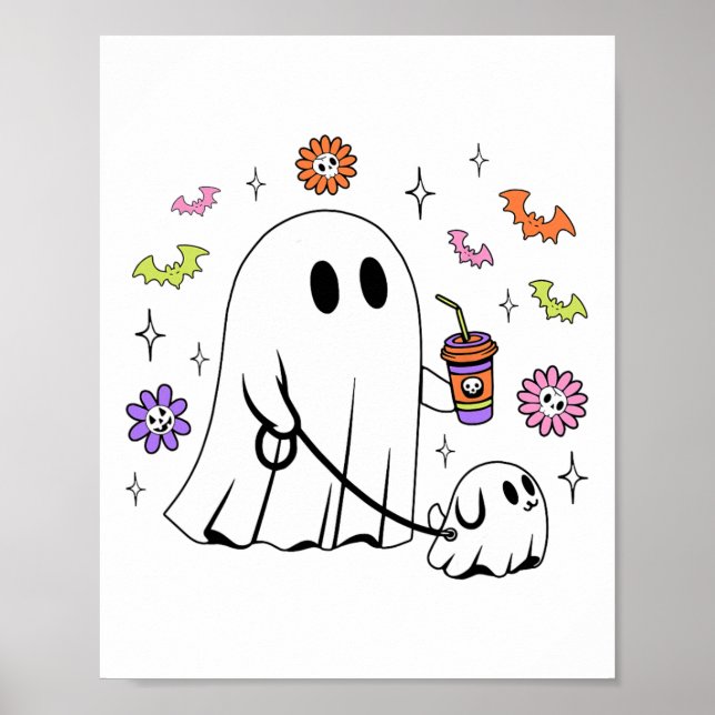 Poster Fantasma Engraçado Andando Cachorro Spooky Ghost C (Frente)