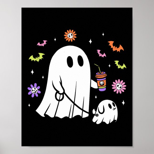 Poster Fantasma Engraçado Andando Cachorro Spooky Ghost C (Frente)