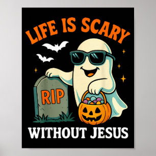 Poster Fantasma engraçado de Halloween A vida é assustado