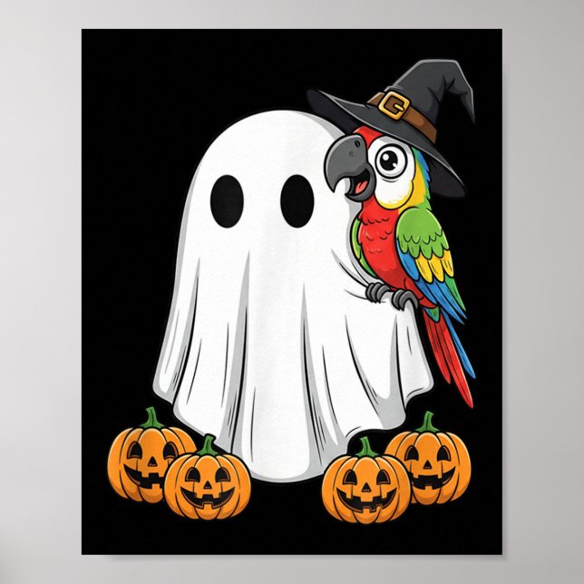 Poster Fantasma Engraçado Papagaio Pumpkin Halloween Cria (Frente)
