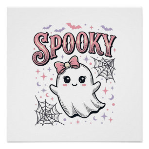 Pôster Fantasma Fofo Assustador Camisa Vintage de Hallowe