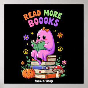 Poster Fantasma Fofo “Leia Mais Booooks” Funny Halloween 