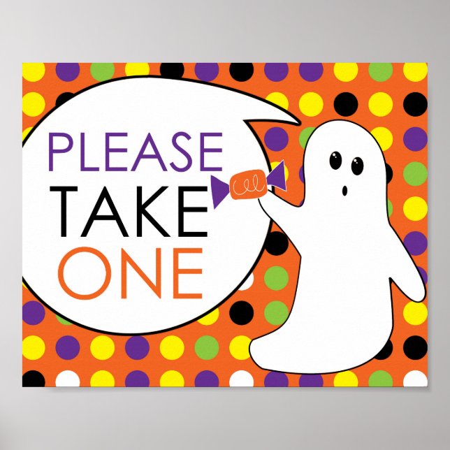 Poster Fantasma Halloween Por Favor Tome Um Docinho (Frente)