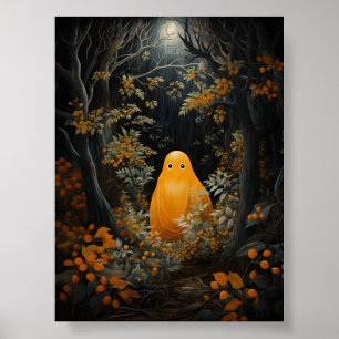 Poster Fantasma Laranja À Escuridão Sob Árvore