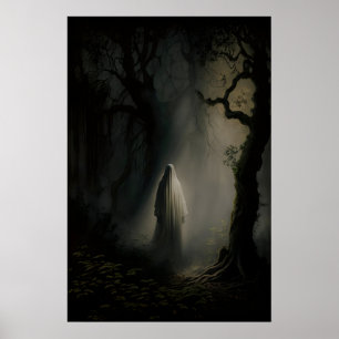 Poster Fantasma na Floresta ao Luar, Cartaz Vintage