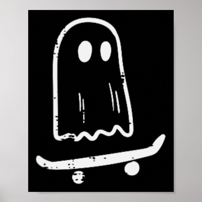 Poster Fantasma No Skateboard Retro Halloween Costume Bo (Frente)