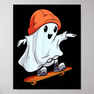Poster Fantasma Retro Hippie Skatista Skate Halloween