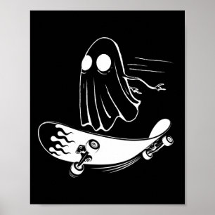 Poster Fantasma Skateboard Engraçado Skate Preguiçoso Dia