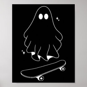 Poster Fantasma Skateboard Preguiçoso Roupa de Halloween