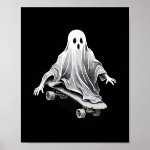Poster Fantasma Skateboard Skate engraçado Preguiçoso Dia